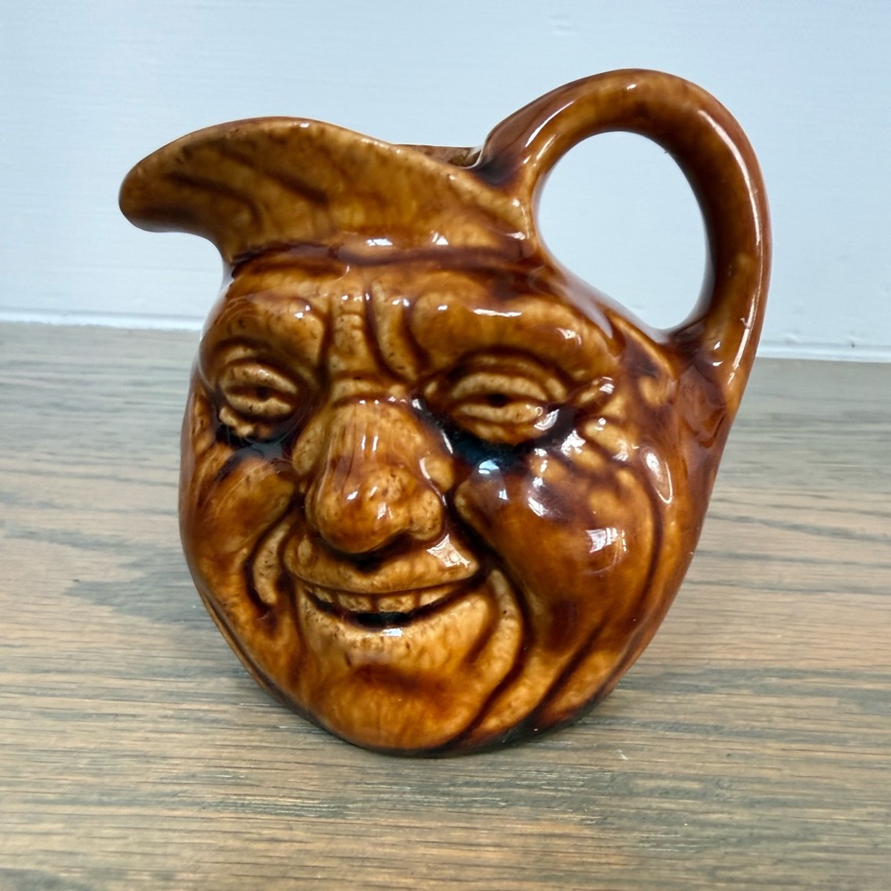 Vintage Man in the moon pitcher. Glazed